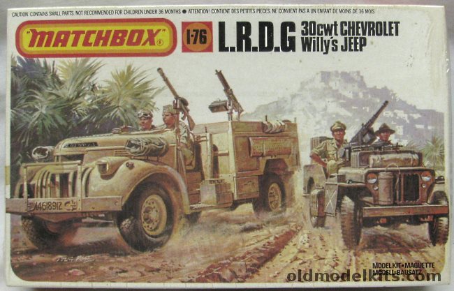 Matchbox 1/76 TWO LRDG 30cwt Chevrolet Trucks and Willys Jeep, PK-173 plastic model kit